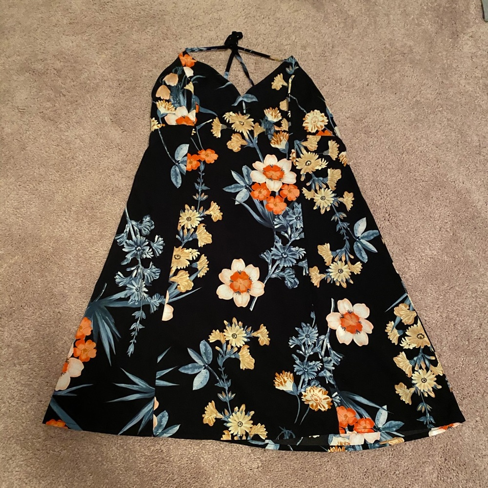 Floral Black Causal Dress